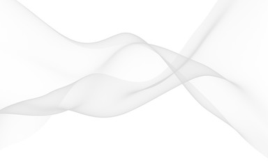 White abstract background. Fluttering white scarf. Waving on wind white fabric. 3D illustration