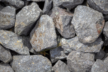Fototapeta na wymiar larger lumps of stone, gravel as the foundation of a wind turbine