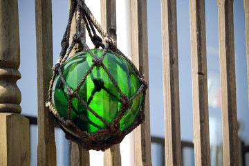 Green Glass Ball Garden Ornament