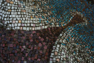 old mosaic colorful wall texture