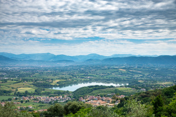 landscape with lake narni and terni in the background