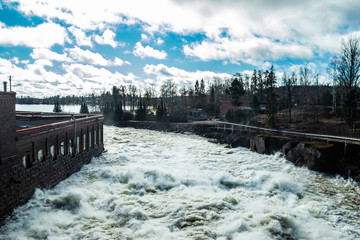 Hydroelectric power generation plant at Kymijoki river, Finland.