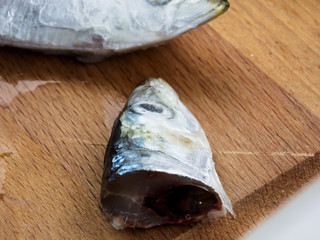 Frozen Sardine Head Closeup Dead
