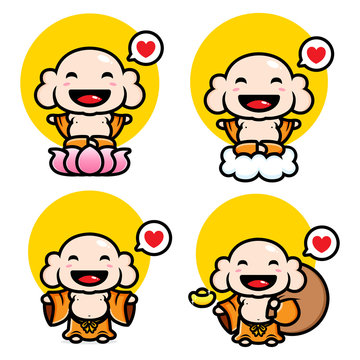 Cute Buddha Design Vector Set