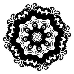 Round floral frame black and white