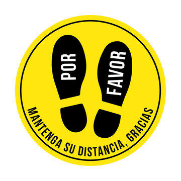 Spanish Social Distancing Floor Graphic, Mantenga su distancia