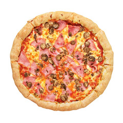 Pizza top view isolated