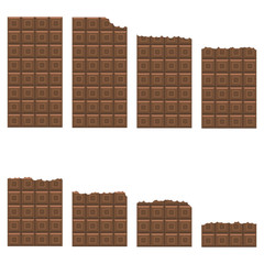 Bitten Milk Brown Chocolate Bar Seamless Pattern. Sweet Food Set.