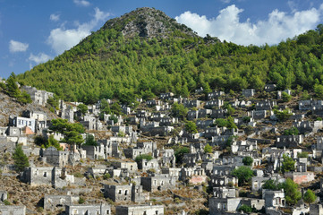 Fototapeta na wymiar Abandoned village Kayakoy ghost town in Fethiye Izmir Turkey