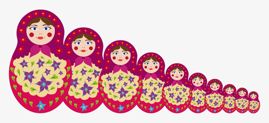 Vector illustration of matryoshka dolls,graphic element for a banner poster or website.