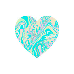 Simple heart symbol with abstract texture inside. Water stains, spots of paint, blue, pink colors.Isolated on a white background Stock illustration drawn by hand.