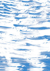 Blue and white strokes. Handmade gouache texture. Element for design.