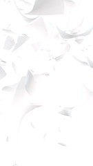 Flying sheets of paper isolated on white background. Abstract money is flying in the air. Vertical orientation. 3D illustration