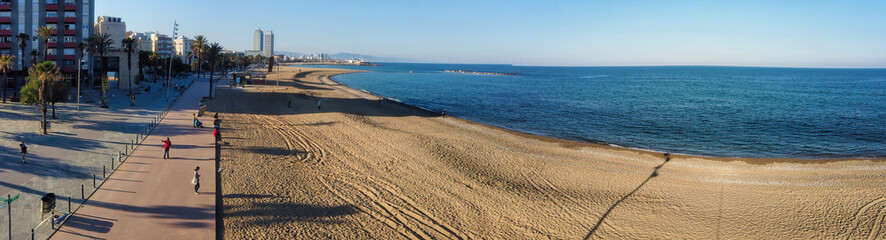 Barceloneta Beach during Coronavirus pandemic. Barcelona. Catalonia.Spain