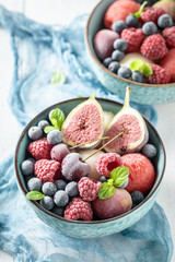 Colorful and tasty ice cream sorbet with mix of fruits
