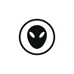 Extraterrestrial alien face or head symbol line art vector icon for apps and websites