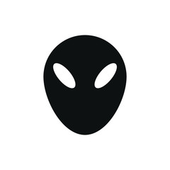 Extraterrestrial alien face or head symbol line art vector icon for apps and websites