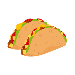 traditional taco isolated on white background, vector illustration