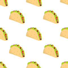 taco seamless pattern isolated on white background