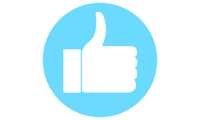 thumbs up icon light blue emoticon expressing approval. vector symbol   