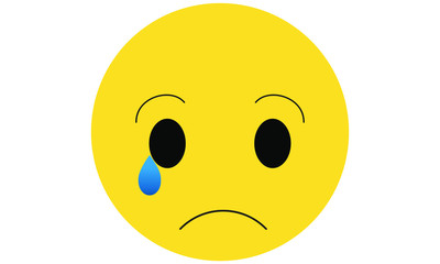 Sad or crying emoji face emotional icon vector illustration 