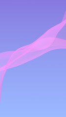 Pink wave on blue sky abstract background. Fluttering pink scarf. Waving on wind pink fabric. Vertical orientation. 3D illustration