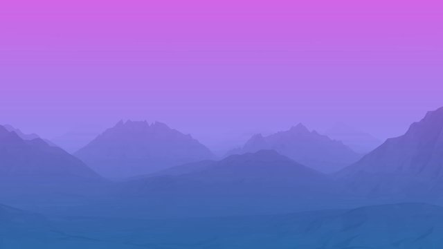 3D animation loop - Blue and pink gradient landscape with geometric mountains