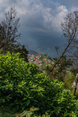Obraz premium village on hill top angle shot view, beautiful landscape in Kodaikanal India
