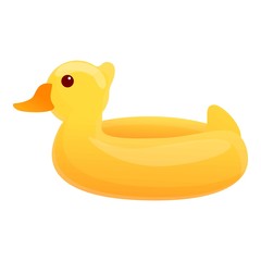 Yellow duck inflatable ring icon. Cartoon of yellow duck inflatable ring vector icon for web design isolated on white background