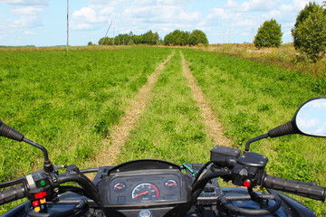 the Quad bike is on the field