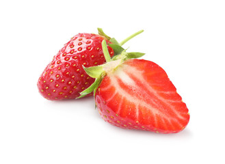 Delicious fresh ripe strawberries isolated on white