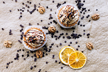 Appetizing dessert on a beautiful background