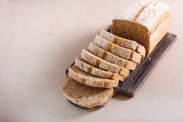 Freshly baked homemade whole wheat bread loaf