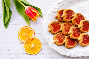 Appetizing dessert on a beautiful background