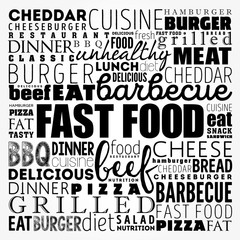 Obraz premium FAST FOOD word cloud collage, concept background