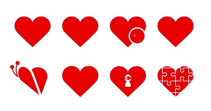 Heart icons collection. Love symbol.