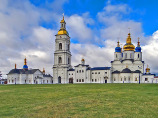 Fototapeta na wymiar Belfry and Sophia-Assumption Cathedral. Tobolsk. Tyumen region. Russia