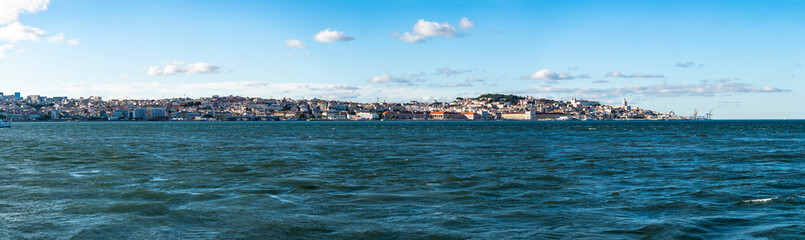 View from the Farol de Cacilhas.  over the Tajo to the city of Lisbon, Lisbon, Portugal