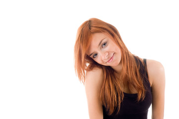 Fototapeta premium young girl and white background