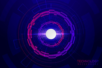 Abstract technology background with various technological elements. The concept of innovative high-tech communications. Digital technology and engineering.