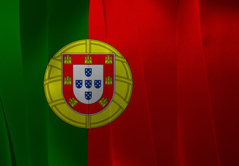 Colorful ribbon as Portugal national flag, 2:3 vertically striped bicolor of green and red, with...