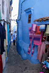 Fabric street shop in city of  Chefchaouen,Morocco.