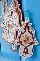 Hamsa, traditional symbol of protection in city of  Chefchaouen,Morocco.