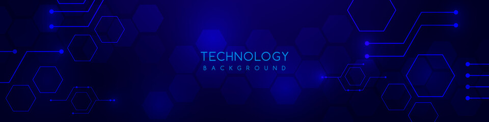 Blue technology background with various technological elements. The concept of innovative high-tech communications. Digital technology and engineering.