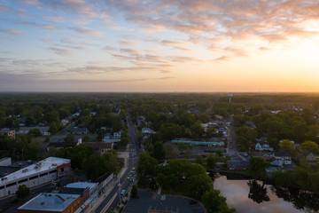 Fototapeta na wymiar Aerial Drone Sunrise of Hightstown New Jersey 