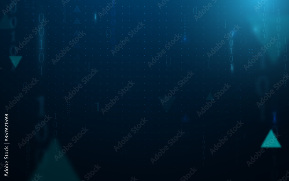 Poster abstract digital binary code matrix and technology hi-tech futuristic digital with geometric innovat