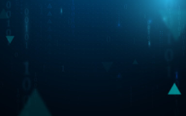 Obraz na płótnie Canvas Abstract digital binary code matrix and technology Hi-tech futuristic digital with geometric innovation on dark blue background. vector illustration