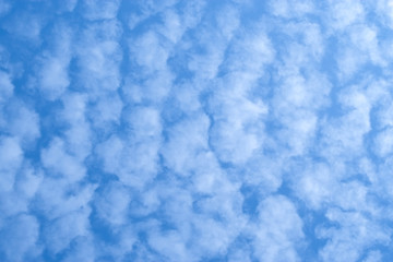 Fototapeta na wymiar Pattern waves group of white fluffy clouds with blue sky.