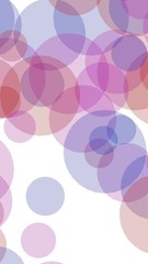 Multicolored translucent circles on a white background. Pink tones. 3D illustration