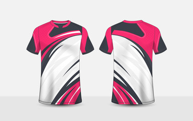 Pink, white and black pattern layout e-sport t-shirt design template